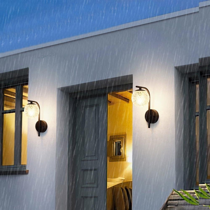 Crystal Globe LED Outdoor Wall Sconce - Modern, Weatherproof, Exterior Lighting Fixture for Patio, Porch, Front Door