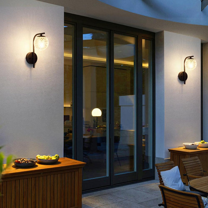 Crystal Globe LED Outdoor Wall Sconce - Modern, Weatherproof, Exterior Lighting Fixture for Patio, Porch, Front Door