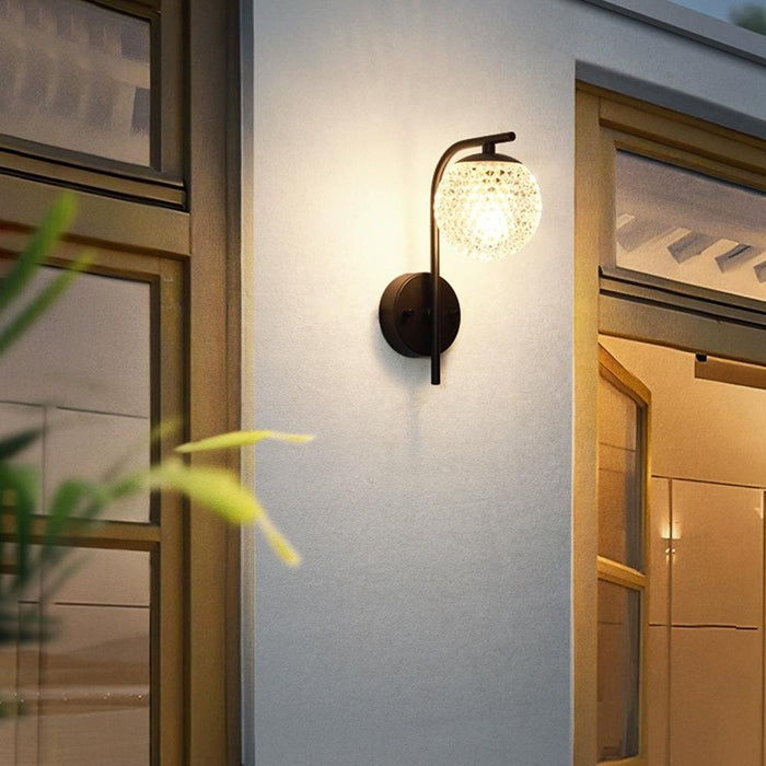 Crystal Globe LED Outdoor Wall Sconce - Modern, Weatherproof, Exterior Lighting Fixture for Patio, Porch, Front Door