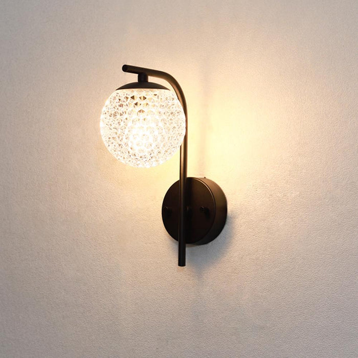 Crystal Globe LED Outdoor Wall Sconce - Modern, Weatherproof, Exterior Lighting Fixture for Patio, Porch, Front Door