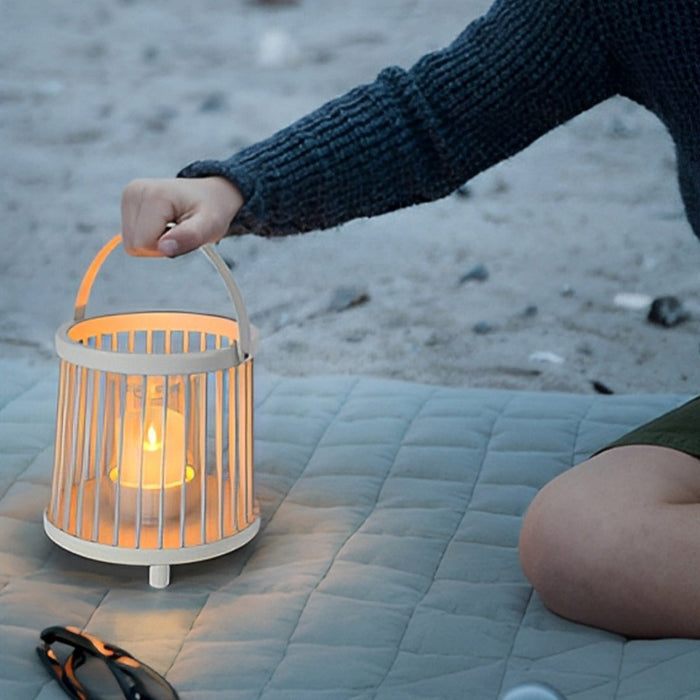 Cylinder Outdoor Floor Lamps, Hanging LED Candle Lanterns - Waterproof Design, Rechargeable