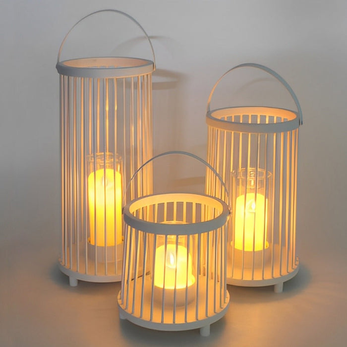 Cylinder Outdoor Floor Lamps, Hanging LED Candle Lanterns - Waterproof Design, Rechargeable