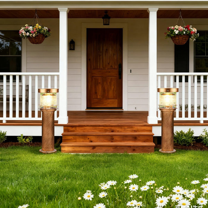 Cylinder Tiered LED Outdoor Landscape Lighting - Modern Lawn Lamp Post, Garden Pathway Light