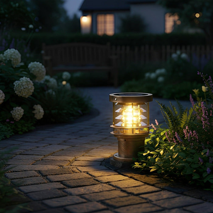 Cylinder Tiered LED Outdoor Landscape Lighting - Modern Lawn Lamp Post, Garden Pathway Light