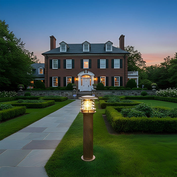 Cylinder Tiered LED Outdoor Landscape Lighting - Modern Lawn Lamp Post, Garden Pathway Light