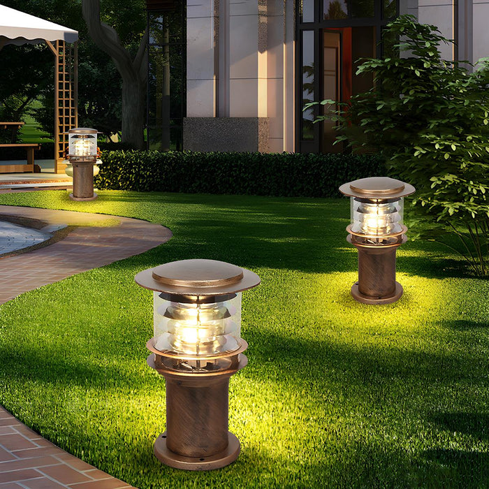 Cylinder Tiered LED Outdoor Landscape Lighting - Modern Lawn Lamp Post, Garden Pathway Light