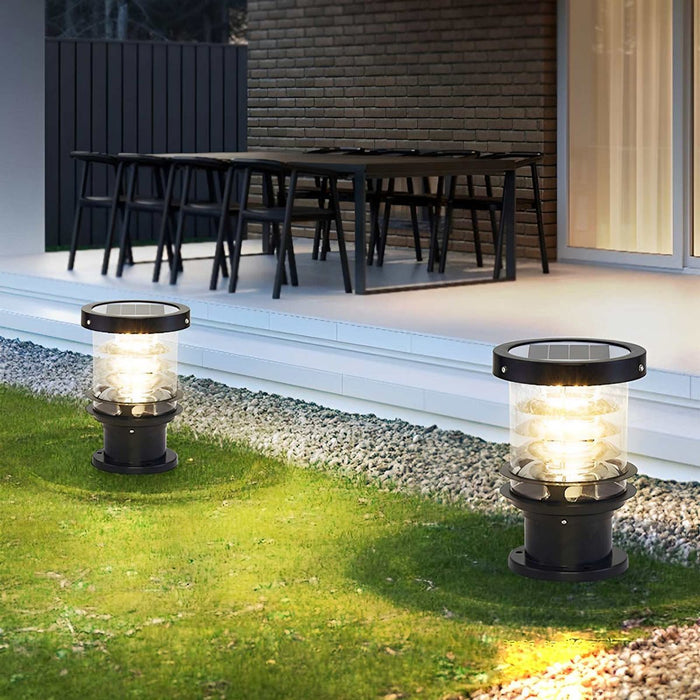 Cylinder Tiered LED Outdoor Landscape Lighting - Modern Lawn Lamp Post, Garden Pathway Light