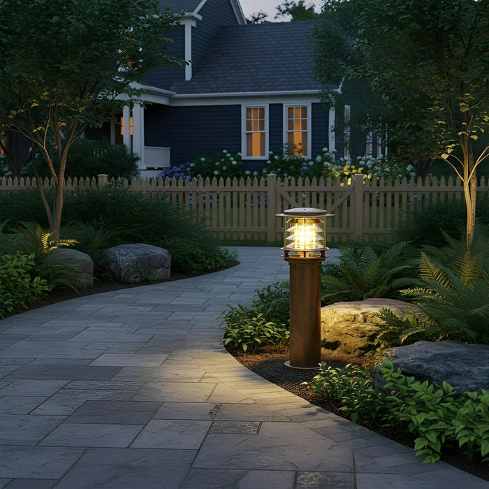 Cylinder Tiered LED Outdoor Landscape Lighting - Modern Lawn Lamp Post, Garden Pathway Light