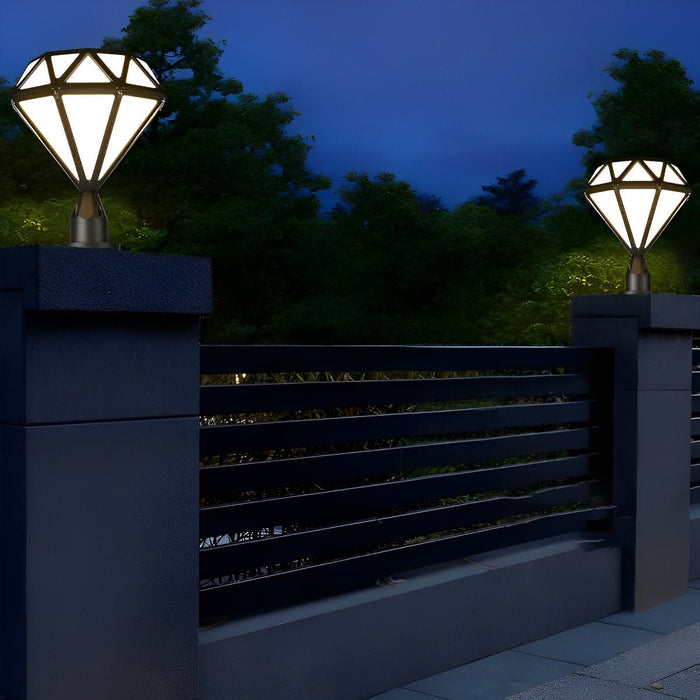 Diamond Shaped LED Post Cap Lights - Outdoor Fence Post Lighting, Waterproof Decorative Lamp