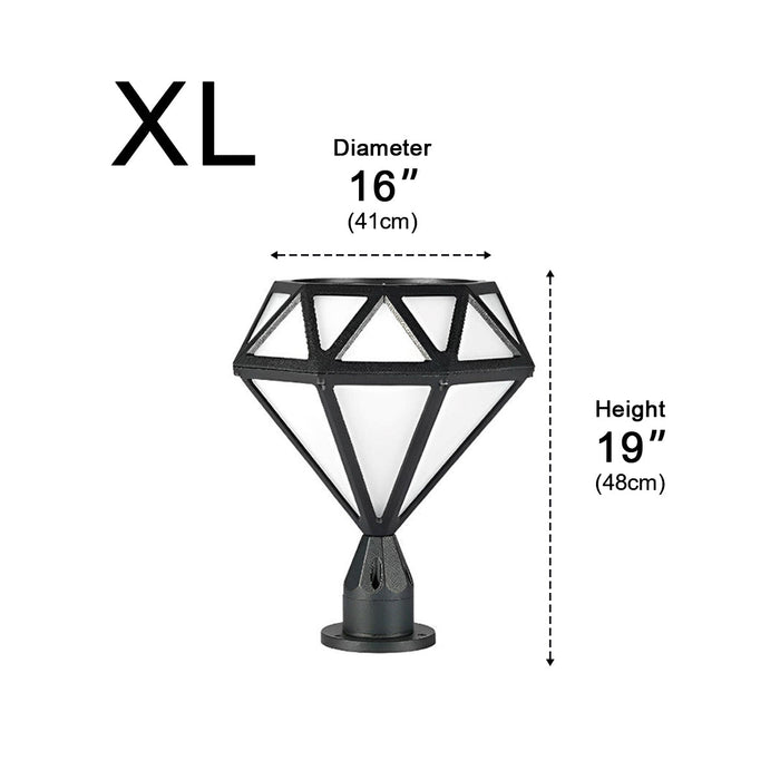 Diamond Shaped LED Post Cap Lights - Outdoor Fence Post Lighting, Waterproof Decorative Lamp