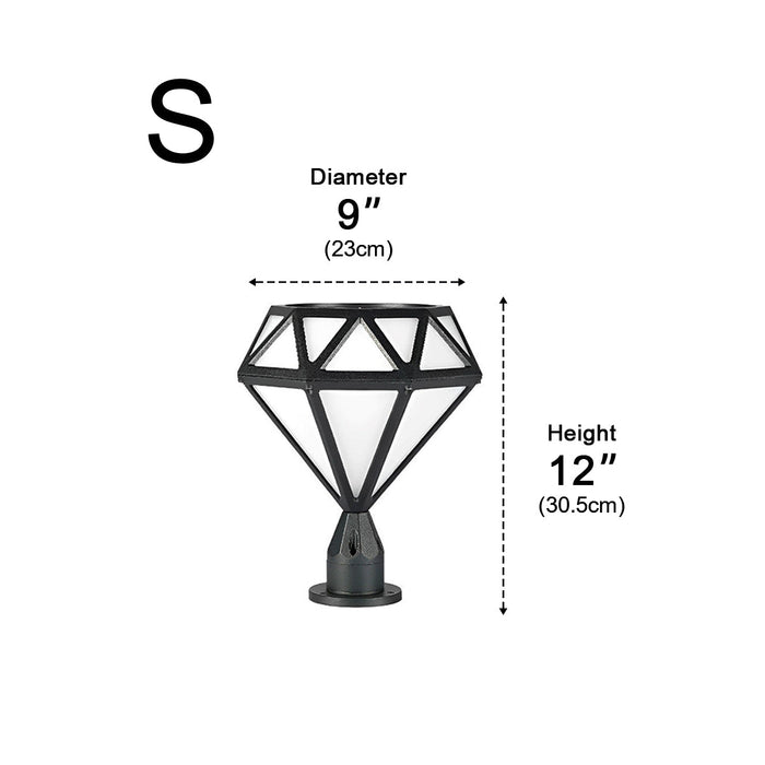 Diamond Shaped LED Post Cap Lights - Outdoor Fence Post Lighting, Waterproof Decorative Lamp