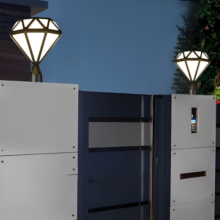Diamond Shaped LED Post Cap Lights - Outdoor Fence Post Lighting, Waterproof Decorative Lamp