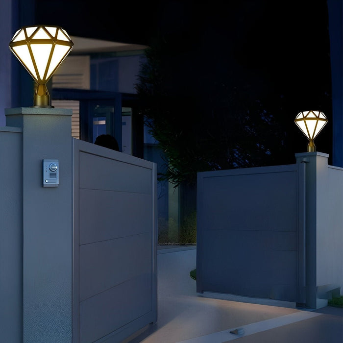 Diamond Shaped LED Post Cap Lights - Outdoor Fence Post Lighting, Waterproof Decorative Lamp