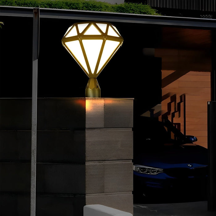Diamond Shaped LED Post Cap Lights - Outdoor Fence Post Lighting, Waterproof Decorative Lamp