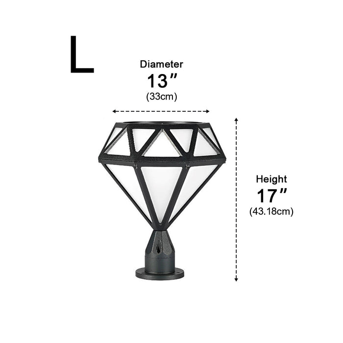 Diamond Shaped LED Post Cap Lights - Outdoor Fence Post Lighting, Waterproof Decorative Lamp