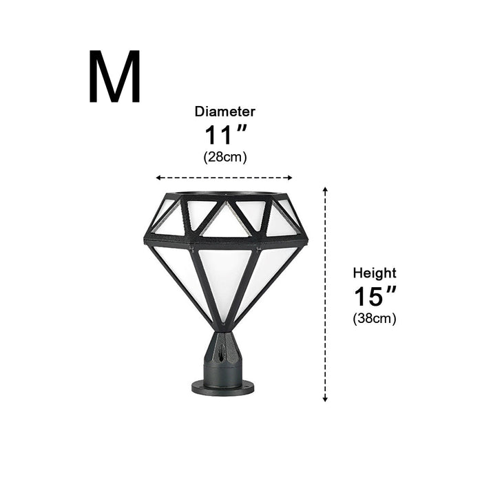 Diamond Shaped LED Post Cap Lights - Outdoor Fence Post Lighting, Waterproof Decorative Lamp