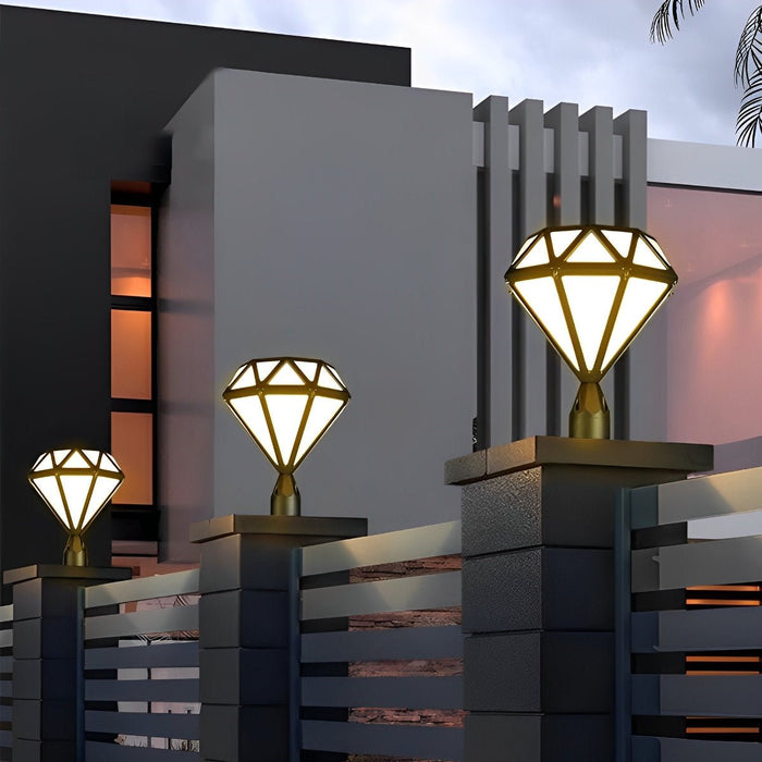 Diamond Shaped LED Post Cap Lights - Outdoor Fence Post Lighting, Waterproof Decorative Lamp