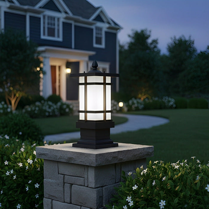 Solar Fence Post Lights - Black Vintage Mission-Style Outdoor Lighting for Decks, Patios, and Gardens