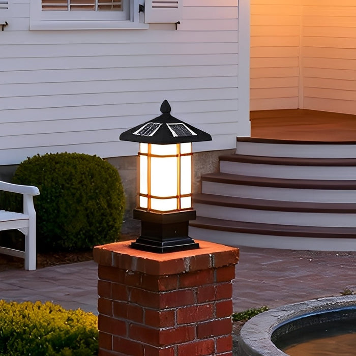 Solar Fence Post Lights - Black Vintage Mission-Style Outdoor Lighting for Decks, Patios, and Gardens