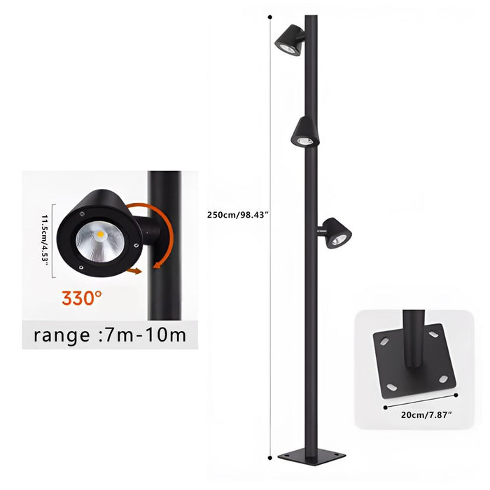 Waterproof Flash Black Column Outdoor Street Pole Light - Landscape Lamp Post, Garden Pathway Driveway Yard