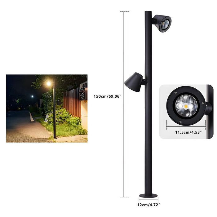 Waterproof Flash Black Column Outdoor Street Pole Light - Landscape Lamp Post, Garden Pathway Driveway Yard