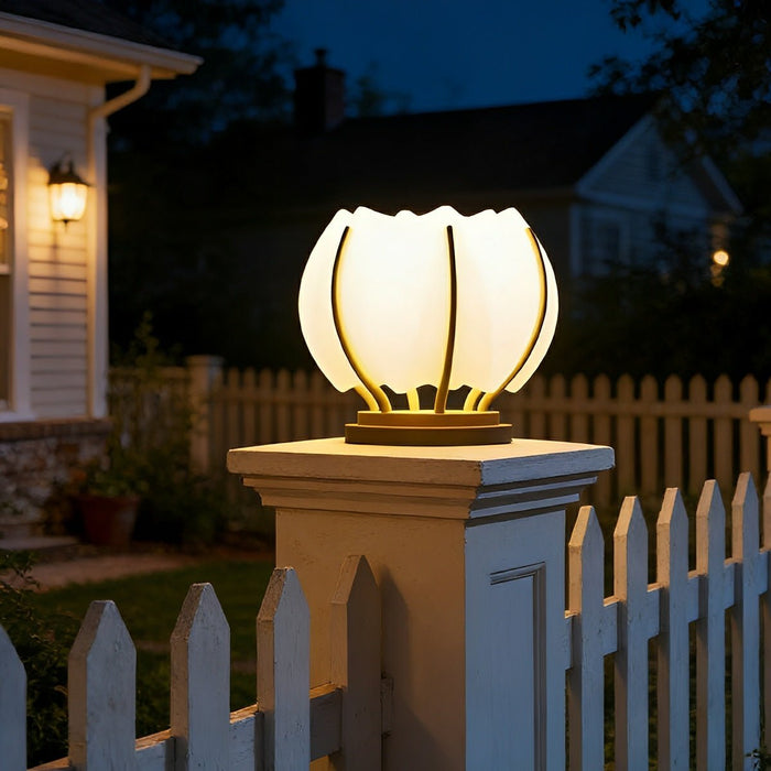 Solar Flower Outdoor Post Lights - Waterproof Garden Pathway Lighting, Decorative Floral Design