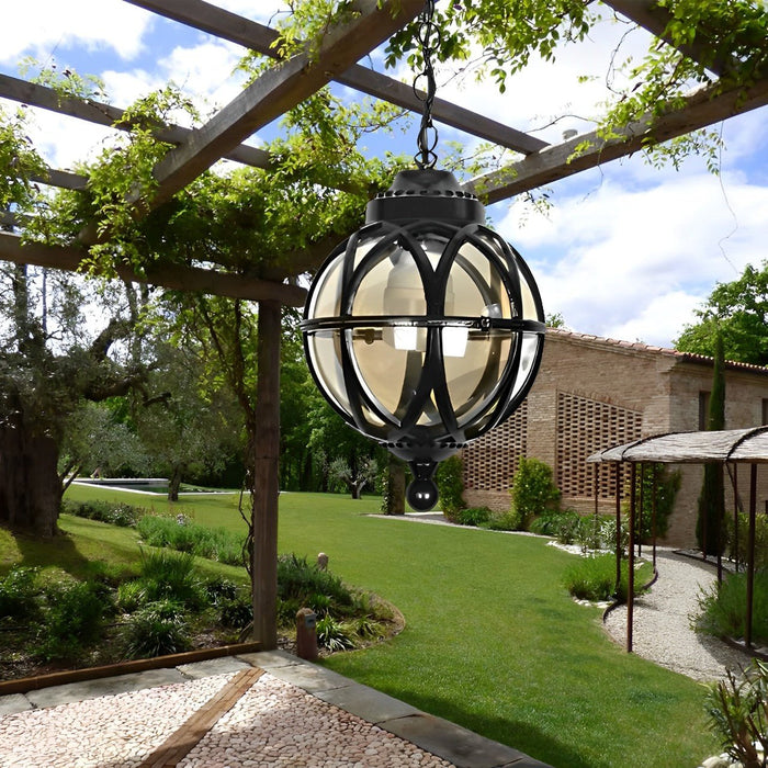 Waterproof Globe Outdoor Hanging Pendant Light - Weather Resistant, Patio Lighting, Garden Decor