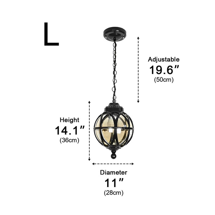 Waterproof Globe Outdoor Hanging Pendant Light - Weather Resistant, Patio Lighting, Garden Decor