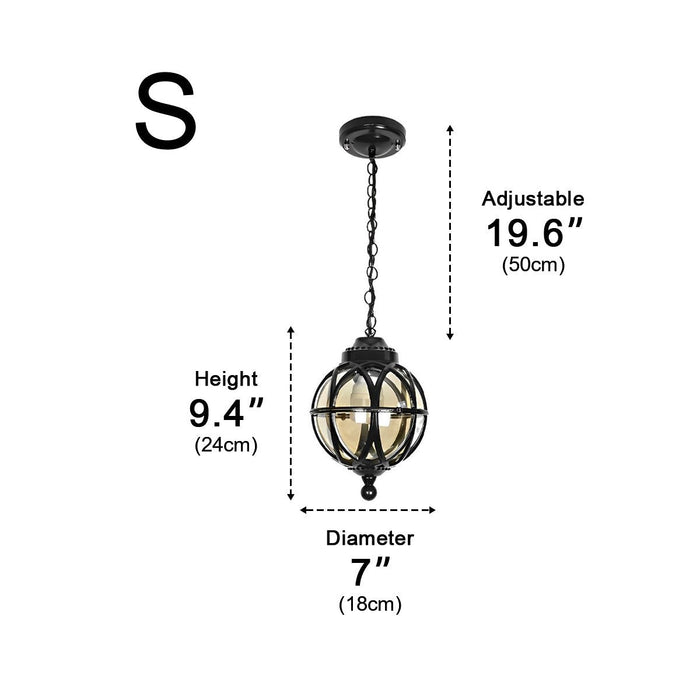 Waterproof Globe Outdoor Hanging Pendant Light - Weather Resistant, Patio Lighting, Garden Decor