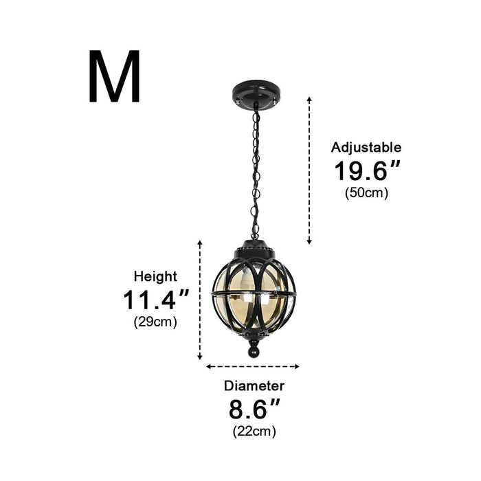 Waterproof Globe Outdoor Hanging Pendant Light - Weather Resistant, Patio Lighting, Garden Decor