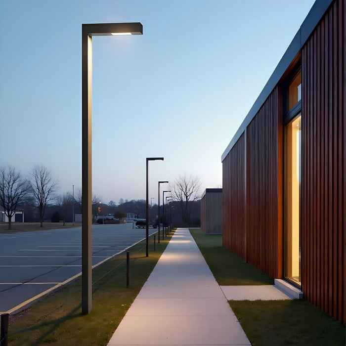 Waterproof LED Black Modern Column Outdoor Pole Street Light - Minimalist Linear Design, Durable Aluminum