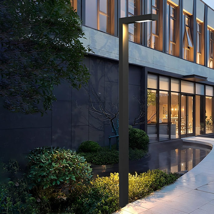 Waterproof LED Black Modern Column Outdoor Pole Street Light - Minimalist Linear Design, Durable Aluminum