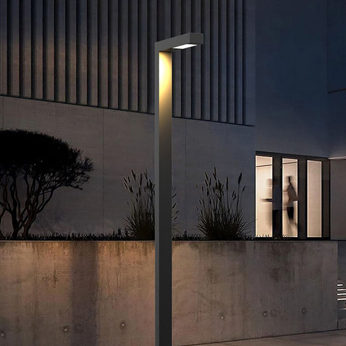 Waterproof LED Black Modern Column Outdoor Pole Street Light - Minimalist Linear Design, Durable Aluminum