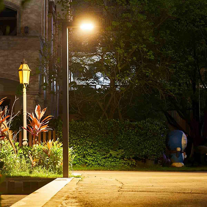 Waterproof LED Black Modern Column Outdoor Pole Street Light - Minimalist Linear Design, Durable Aluminum