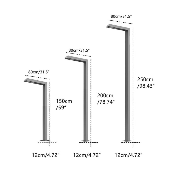 Waterproof LED Black Modern Column Outdoor Pole Street Light - Minimalist Linear Design, Durable Aluminum