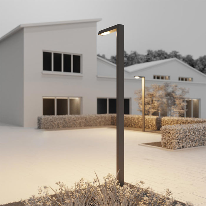 Waterproof LED Black Modern Column Outdoor Pole Street Light - Minimalist Linear Design, Durable Aluminum