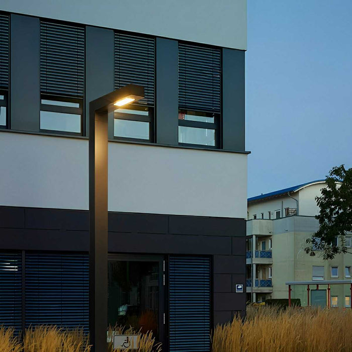 Waterproof LED Black Modern Column Outdoor Pole Street Light - Minimalist Linear Design, Durable Aluminum