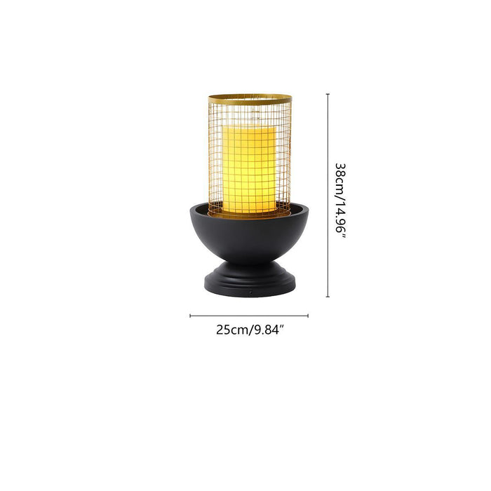 Waterproof LED Candlestick Outdoor Lawn Post Lighting - Asian Inspired Grid Shade / Garden, Patio, Pathway Landscape Lantern