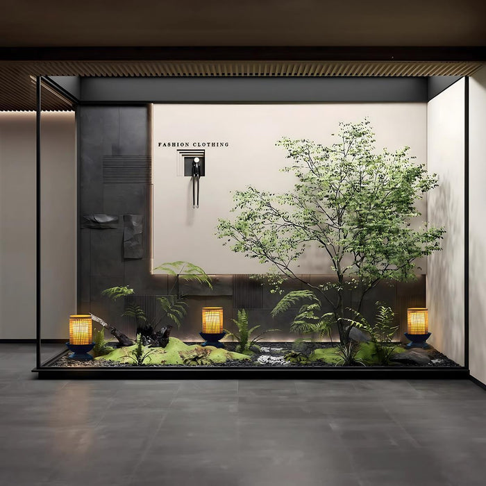Waterproof LED Candlestick Outdoor Lawn Post Lighting - Asian Inspired Grid Shade / Garden, Patio, Pathway Landscape Lantern