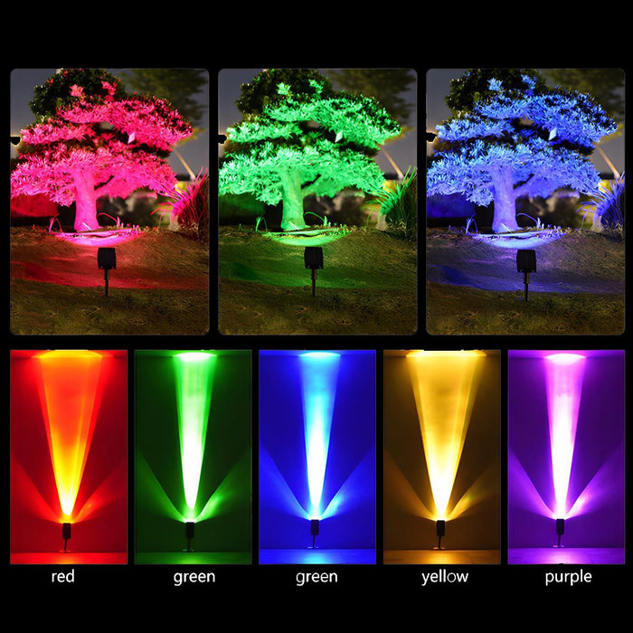 LED Solar Spot Light - Waterproof Multi-Zoom / RGB Color Changing Landscape Lighting for Outdoor Gardens, Patios