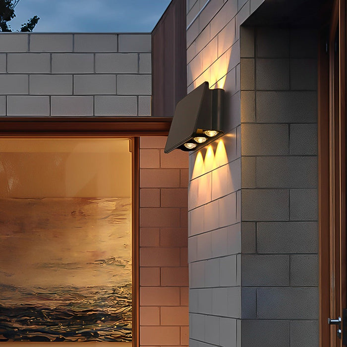 Up-and-Down Solar Wall Light - Outdoor Waterproof Sconce for Modern Architectural Lighting, Driveway, and Patio Illumination