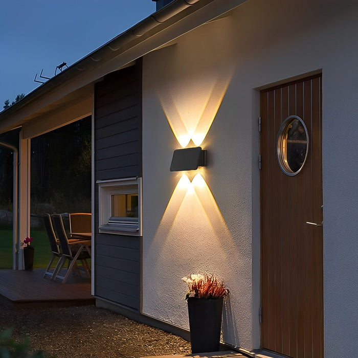 Up-and-Down Solar Wall Light - Outdoor Waterproof Sconce for Modern Architectural Lighting, Driveway, and Patio Illumination