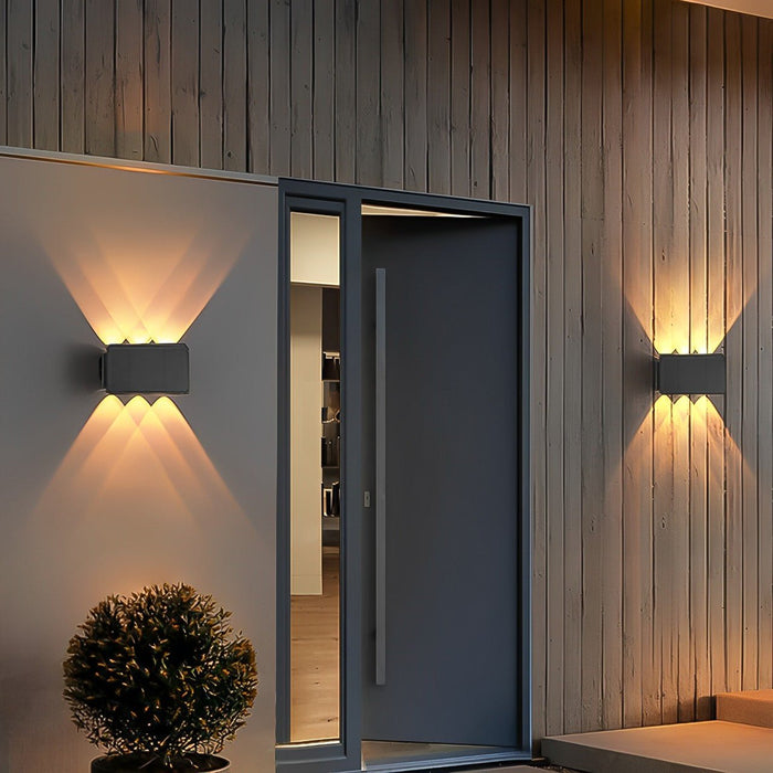 Up-and-Down Solar Wall Light - Outdoor Waterproof Sconce for Modern Architectural Lighting, Driveway, and Patio Illumination