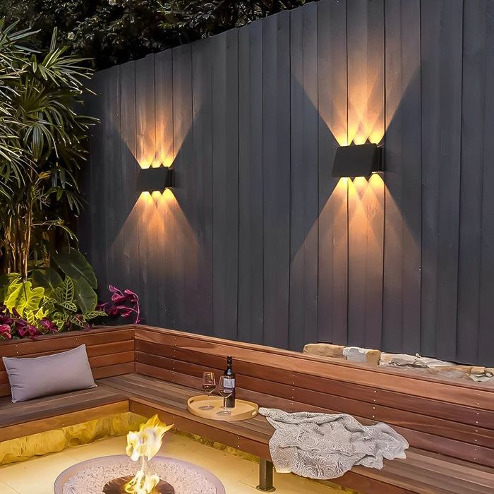 Up-and-Down Solar Wall Light - Outdoor Waterproof Sconce for Modern Architectural Lighting, Driveway, and Patio Illumination