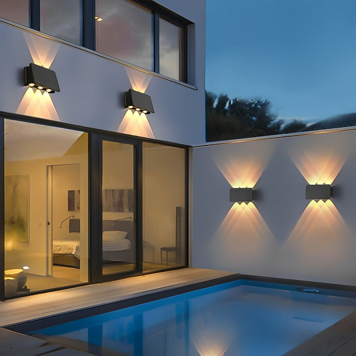 Up-and-Down Solar Wall Light - Outdoor Waterproof Sconce for Modern Architectural Lighting, Driveway, and Patio Illumination