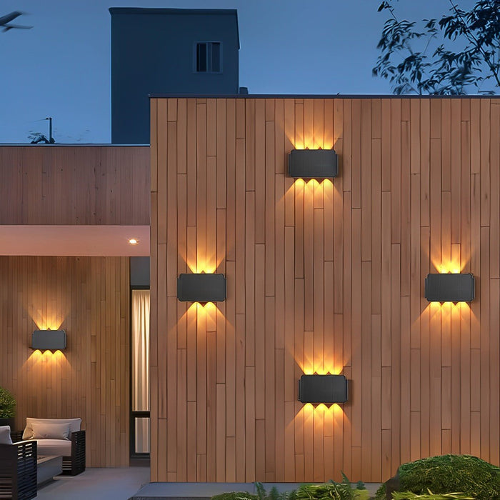 Up-and-Down Solar Wall Light - Outdoor Waterproof Sconce for Modern Architectural Lighting, Driveway, and Patio Illumination