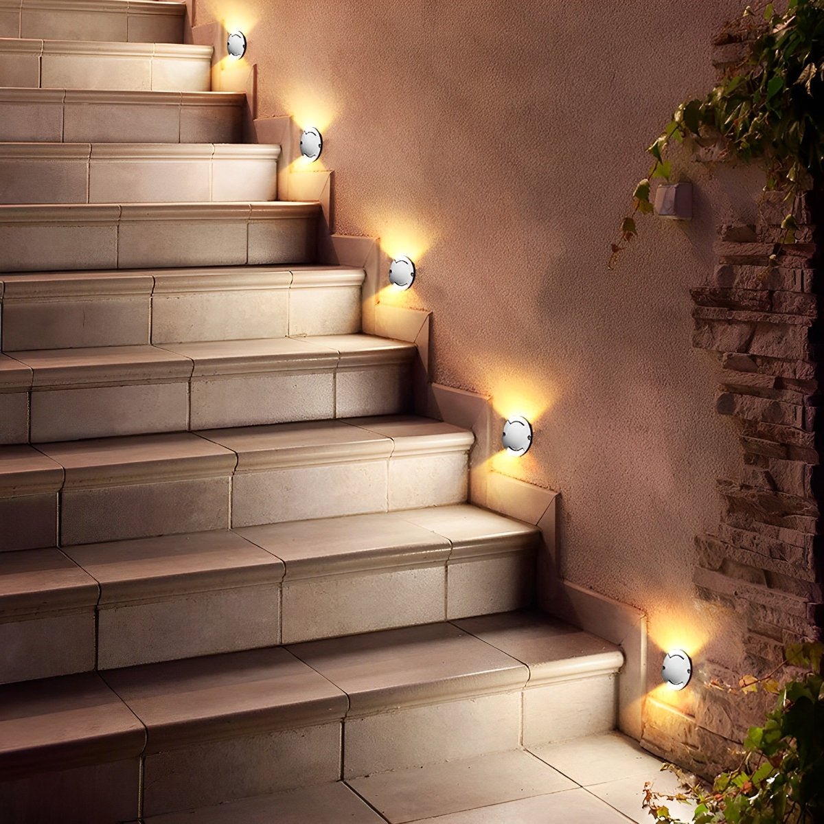 Recessed LED Step Light - Outdoor Walkway/Deck/Stair Lighting, Round Design