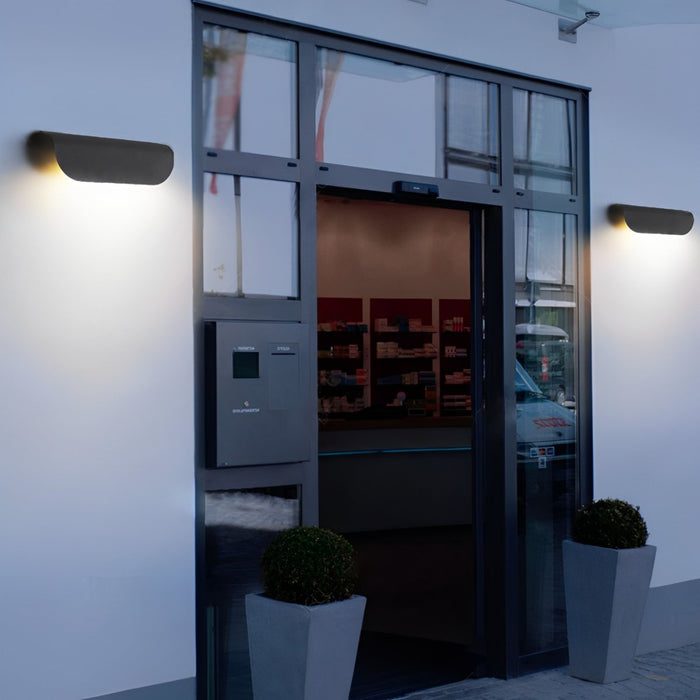 Arc-shaped LED Outdoor Wall Sconce - Waterproof Minimalist Exterior Lighting Fixture, Modern Up/Down Light