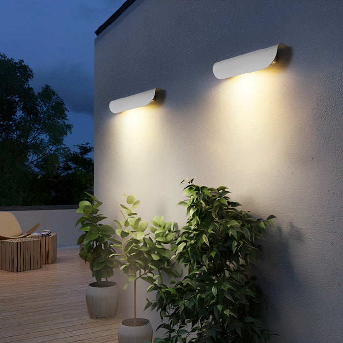 Arc-shaped LED Outdoor Wall Sconce - Waterproof Minimalist Exterior Lighting Fixture, Modern Up/Down Light