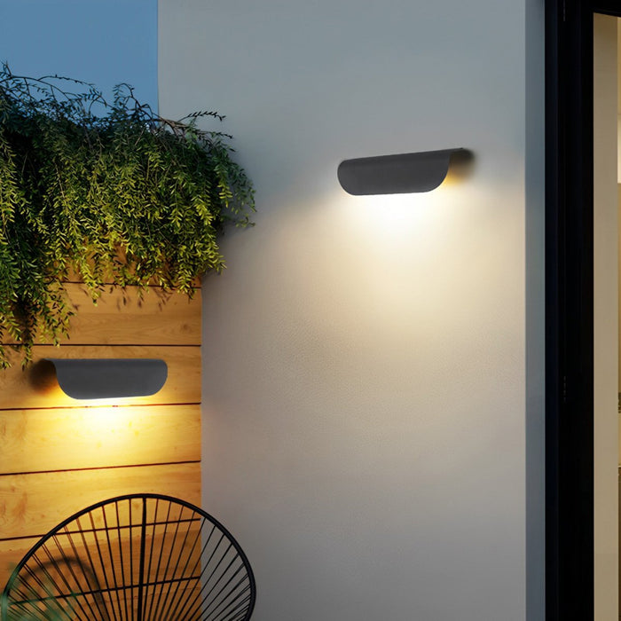 Arc-shaped LED Outdoor Wall Sconce - Waterproof Minimalist Exterior Lighting Fixture, Modern Up/Down Light